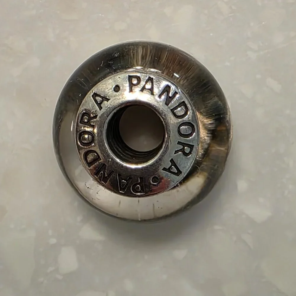 Pandora Murano Glass Zebra Print Charm, Like New - Picture 2 of 3